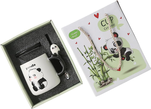 パンダ柄マグカップ ティースプーン・フタ付き